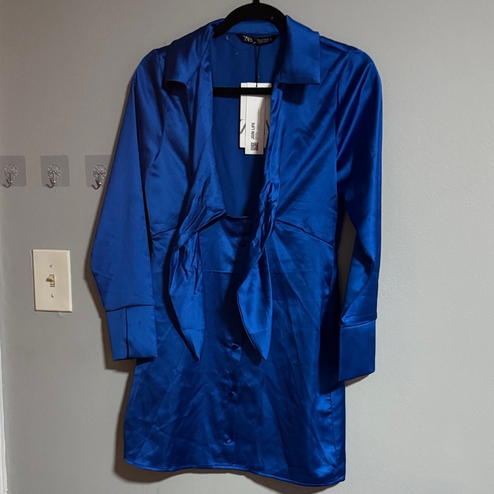 Zara Royal Blue Satin Mini Dress